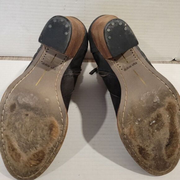 DOLCE VITA Yuri Perforated booties. Classic preppy Dark gray and camel sz 9.5 - Picture 11 of 11